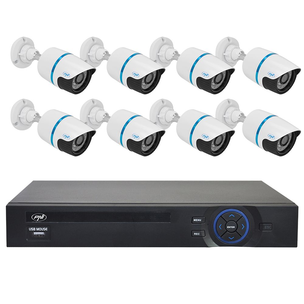 Pro Vision FULL HD komplett 8 kamerás megfigyelő rendszer Onvif AHD max 2,0MP-s kamera felbontás 8 db Kamerás Rendszer szett nvr cctv szett 1080p Online éjjellátó térfigyelő kamera rendszer 8-kamerás