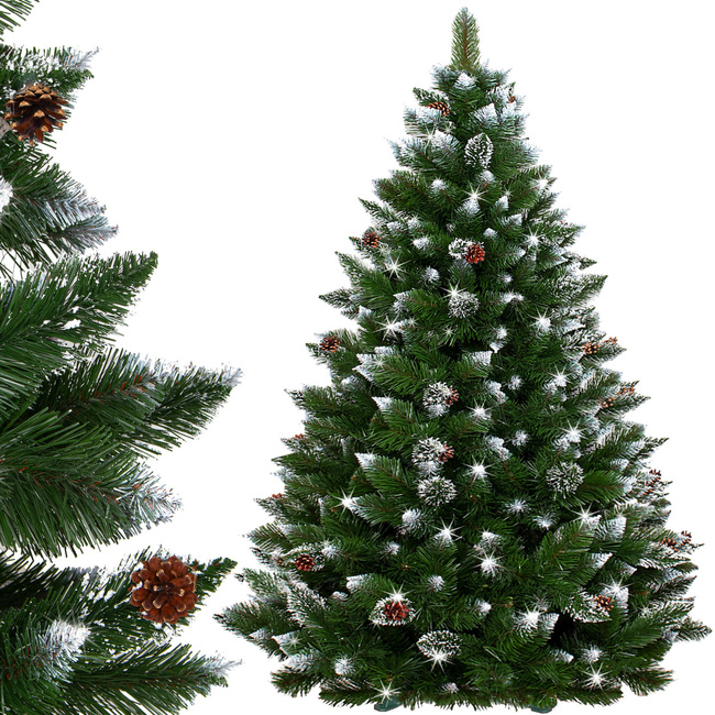 Christmas Crystal Ice műfenyő havas ágvéggel, tobozzal 220 cm